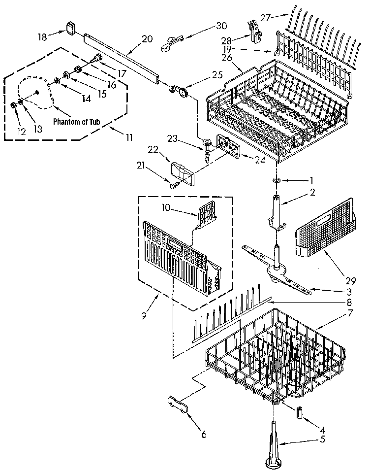 Kenmore 6651588584 dishrack diagram