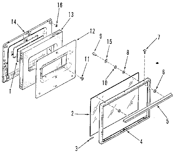 Kenmore 9116289180 oven door section for model number 911.6289180 diagram