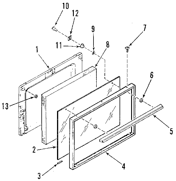Kenmore 9116289180 oven door section diagram