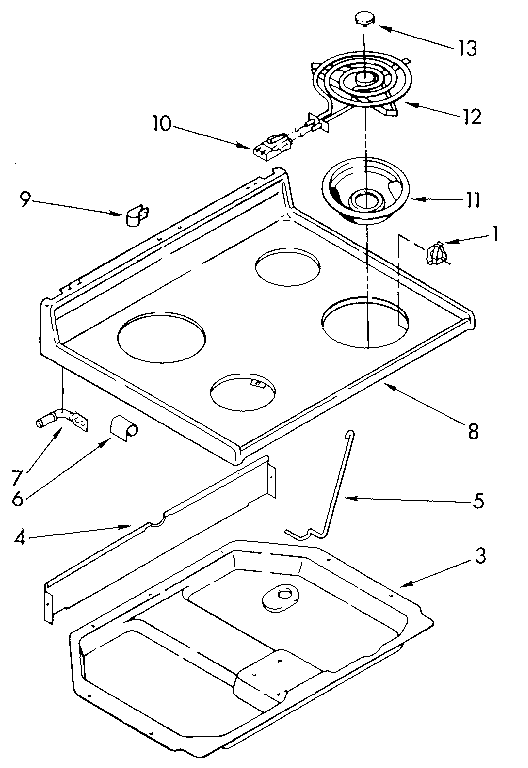 Whirlpool RF3020XVN1 cooktop diagram