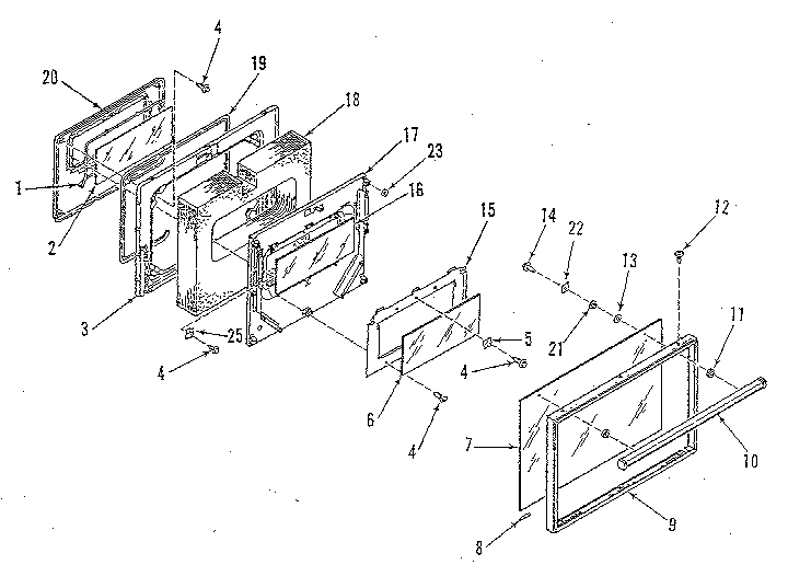 Kenmore 9114558899 oven door section diagram