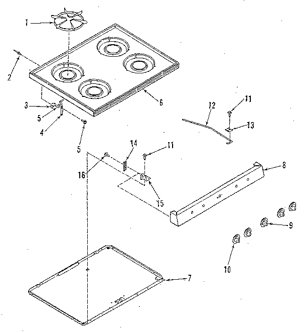 Kenmore 9117179180 main top section diagram