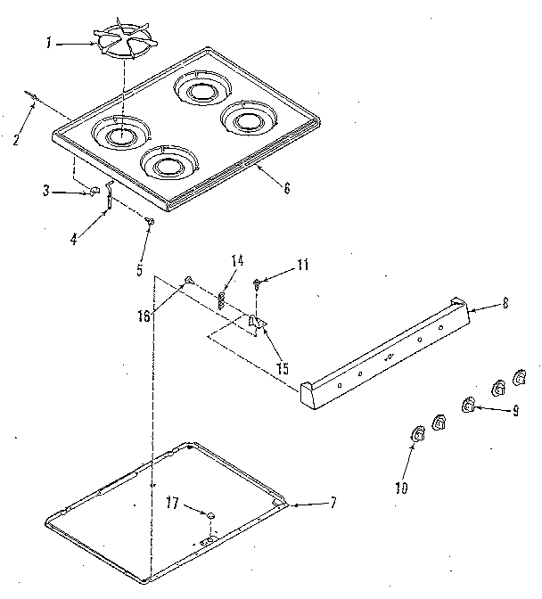 Kenmore 9117129180 main top section diagram