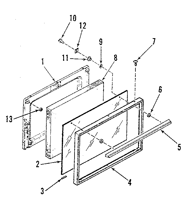 Kenmore 9117129180 oven door section diagram