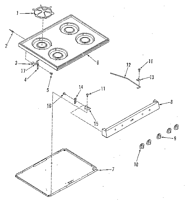 Kenmore 9117139180 main top section diagram