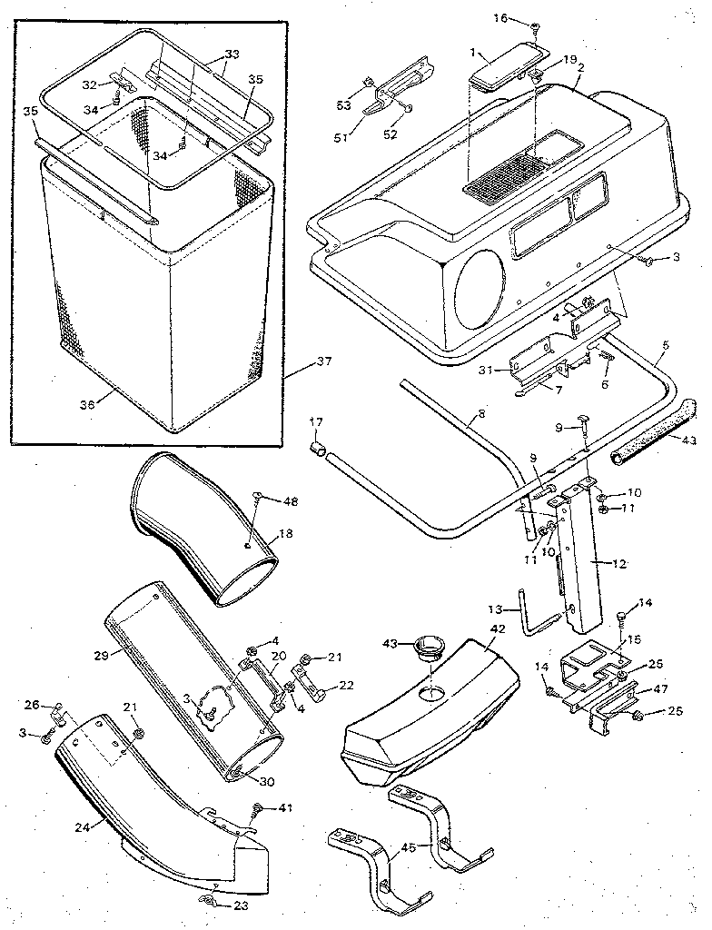 Craftsman 502254190 grass bagger diagram