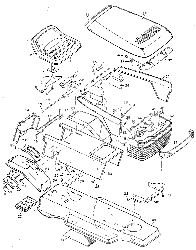 Craftsman 502254981 chassis & hood diagram