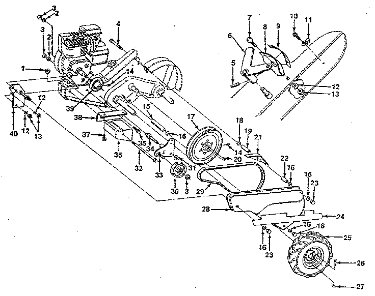 Craftsman 917299710 mainframe, left side diagram