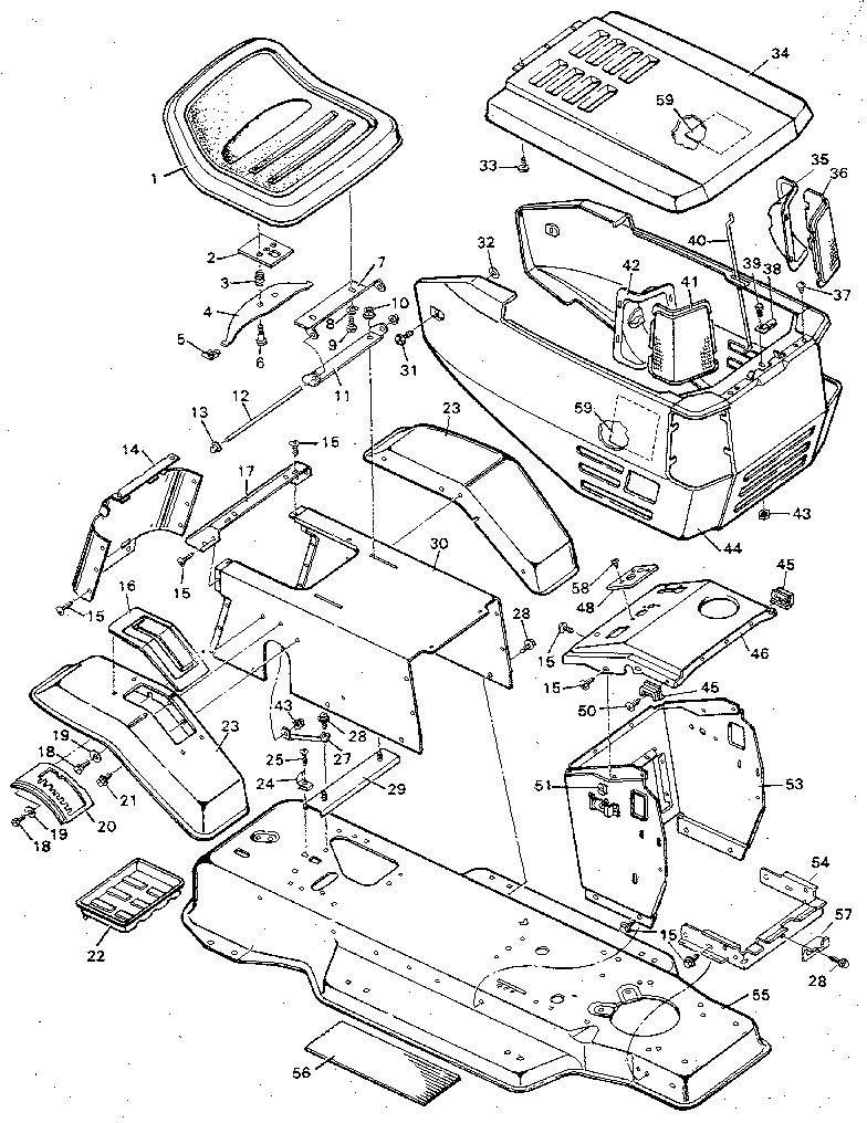 Craftsman 502254970 chassis & hood diagram