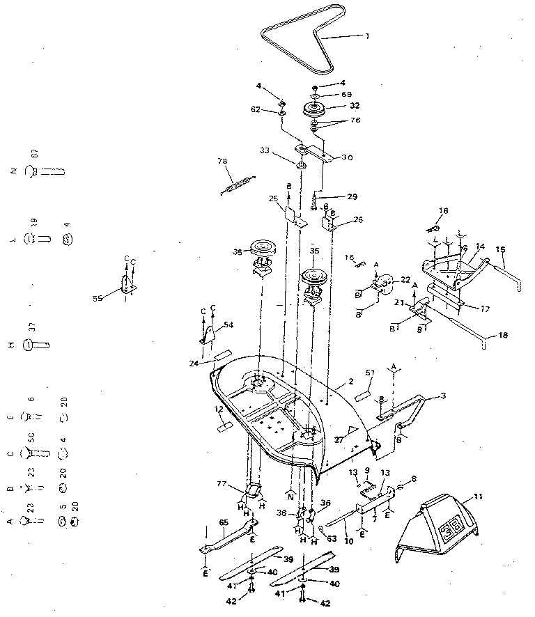 Craftsman 917254661 38" mower diagram