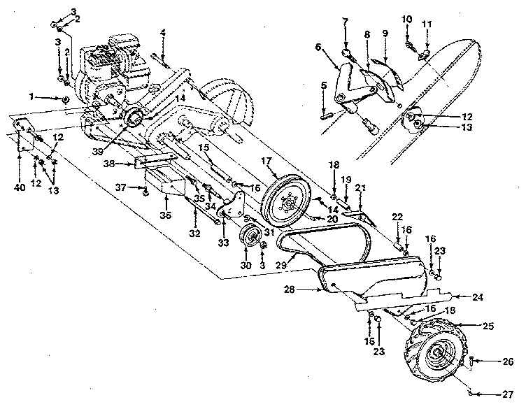 Craftsman 917299690 mainframe, left side diagram
