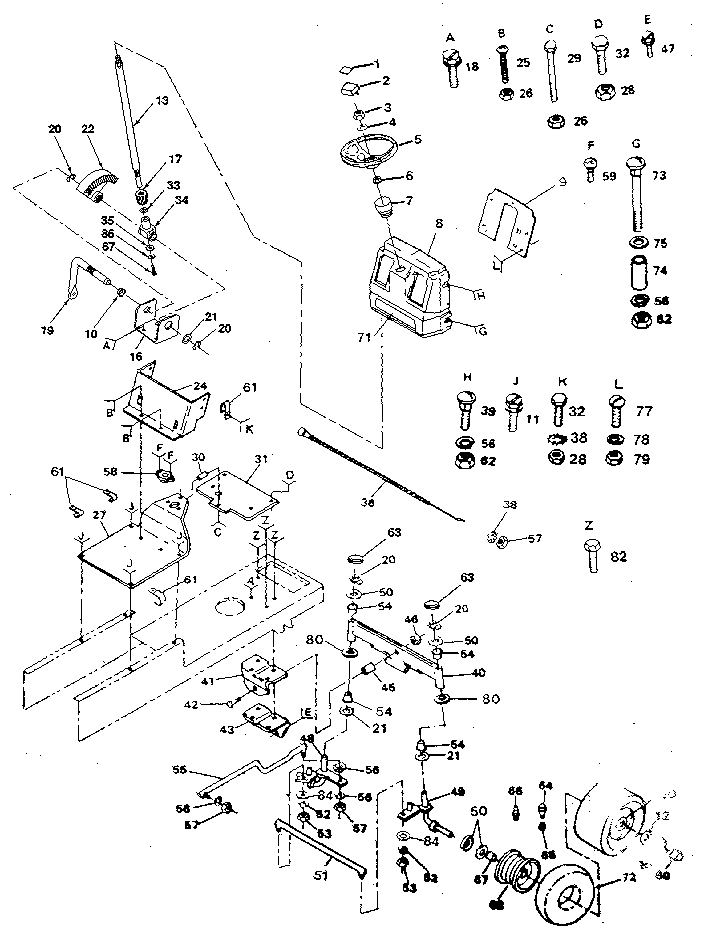 Craftsman 917254450 steering assembly diagram