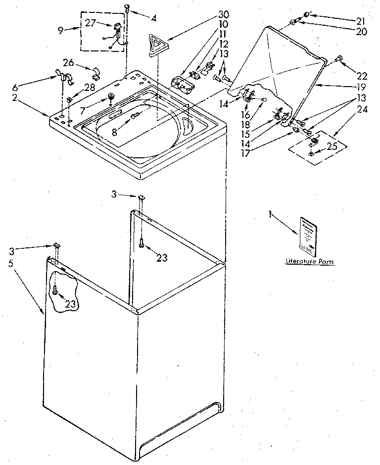 Kenmore 11082983120 top and cabinet diagram