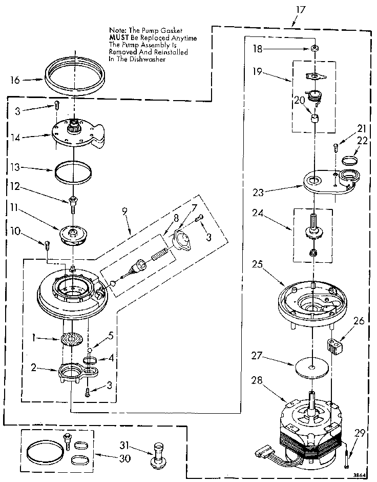 Kenmore 6651560590 pump and motor diagram