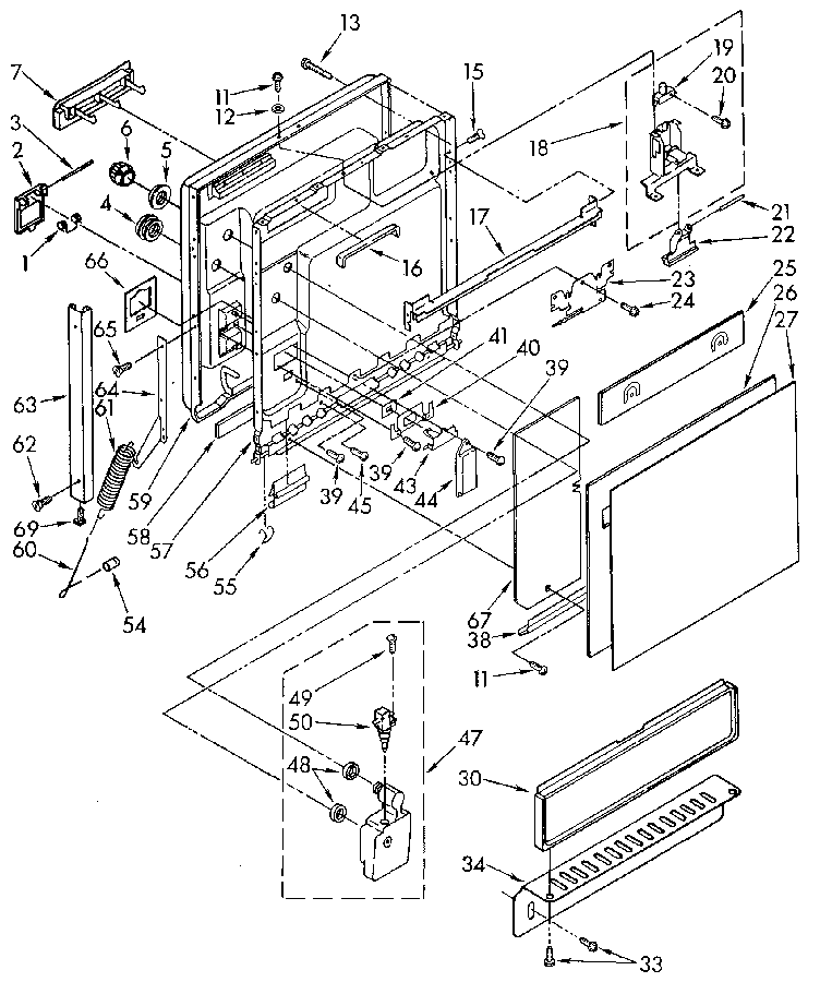 Kenmore 6651560590 door and toe panel diagram