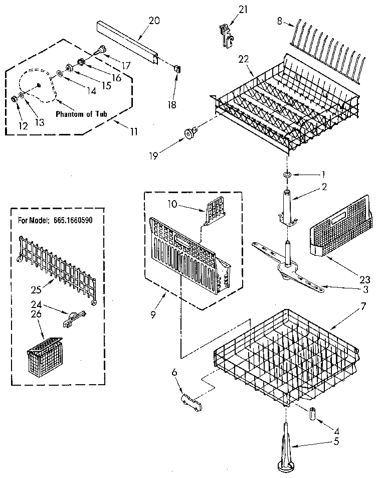 Kenmore 6651560590 dishrack diagram