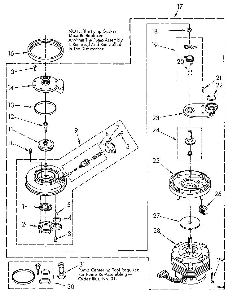 Kenmore 6651570990 pump and motor diagram