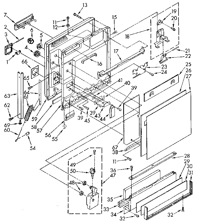 Kenmore 6651570990 door and toe panel diagram