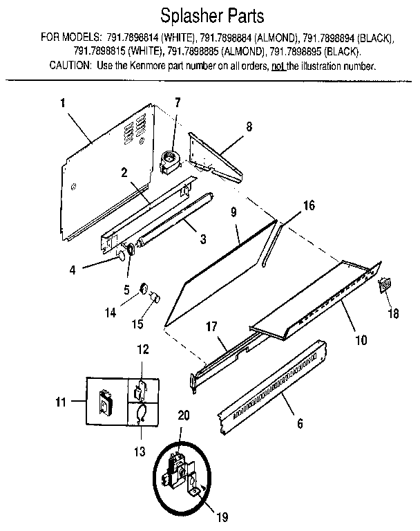Kenmore 7917898815 splasher diagram