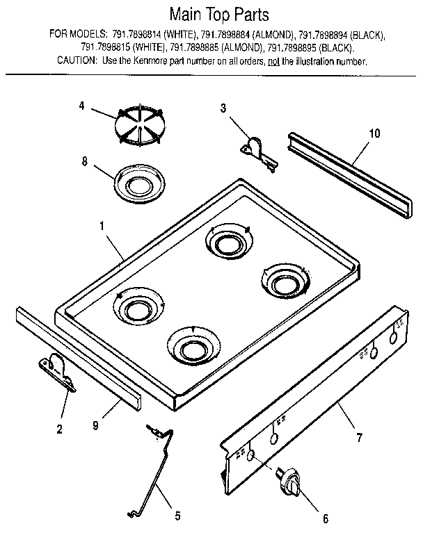 Kenmore 7917898815 main top diagram