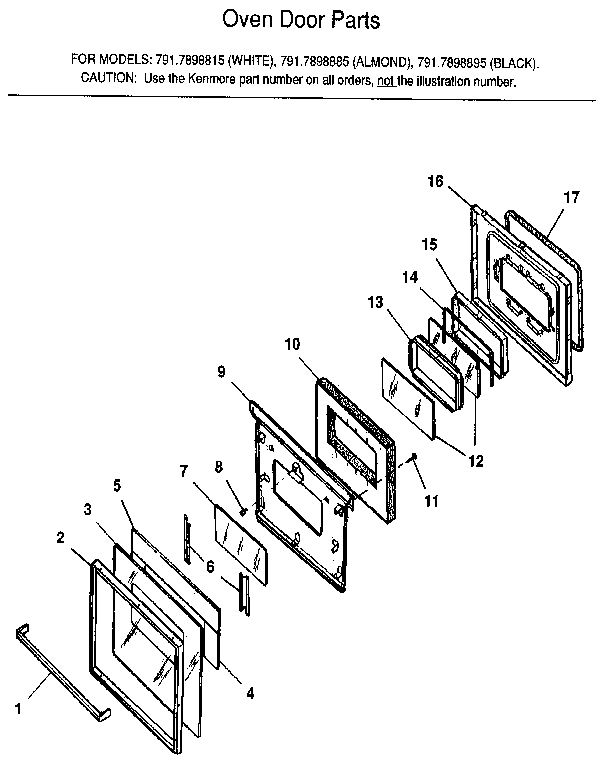 Kenmore 7917898815 oven door diagram