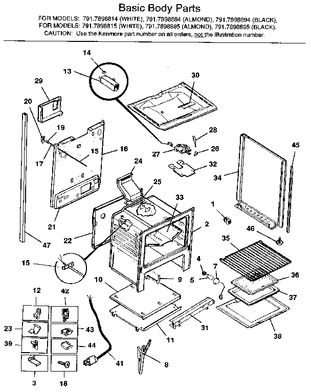 Kenmore 7917898815 basic body diagram