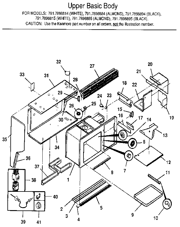 Kenmore 7917898815 upper basic body diagram