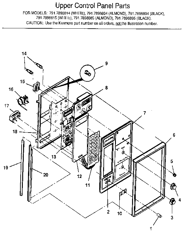 Kenmore 7917898815 upper control panel diagram