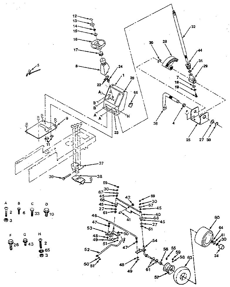 Craftsman 917254960 steering and front axle diagram