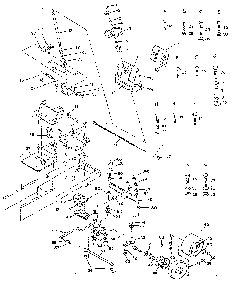 Craftsman 917254940 steering and front axle diagram