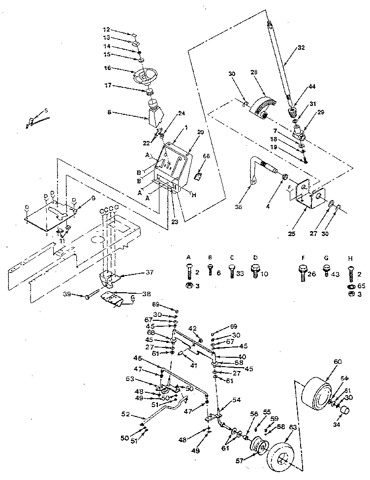 Craftsman 917254930 steering and front axle diagram