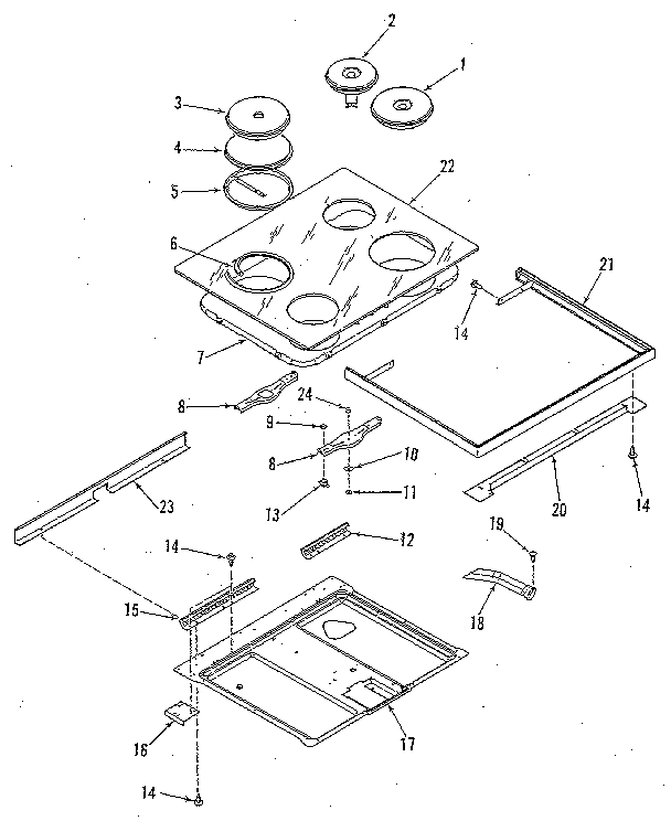 Kenmore 9119399580 main top section diagram