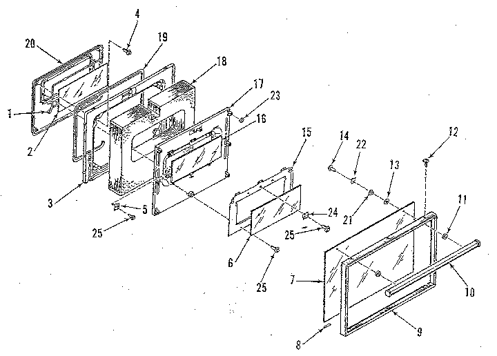 Kenmore 9119399580 oven door section diagram