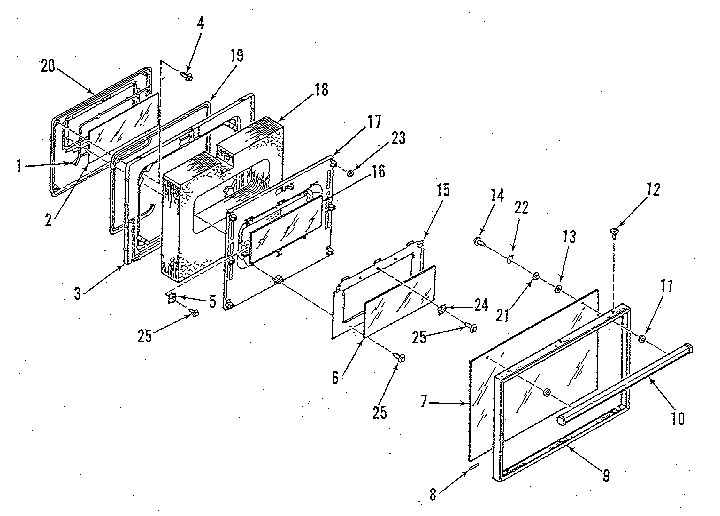 Kenmore 9119389180 oven door section diagram