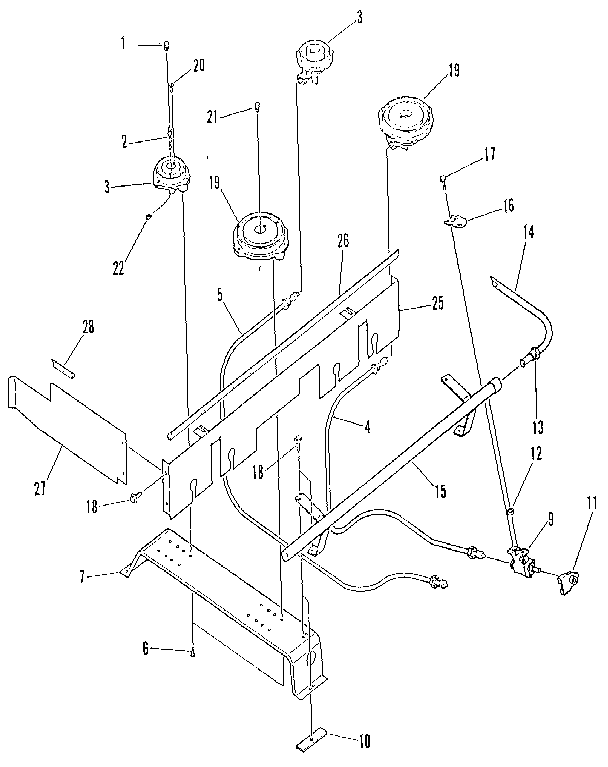 Kenmore 9117390590 top burner section diagram