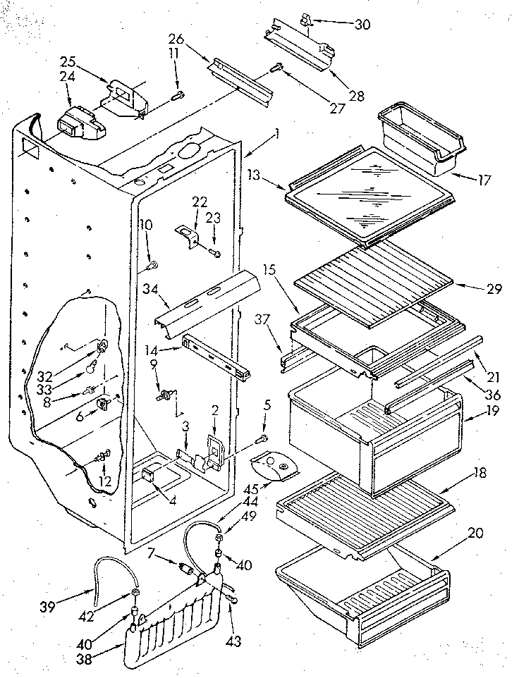 Kenmore 1069505712 refrigerator liner diagram