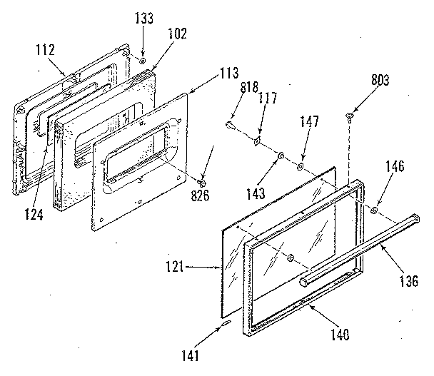 Kenmore 9119189180 oven door section diagram