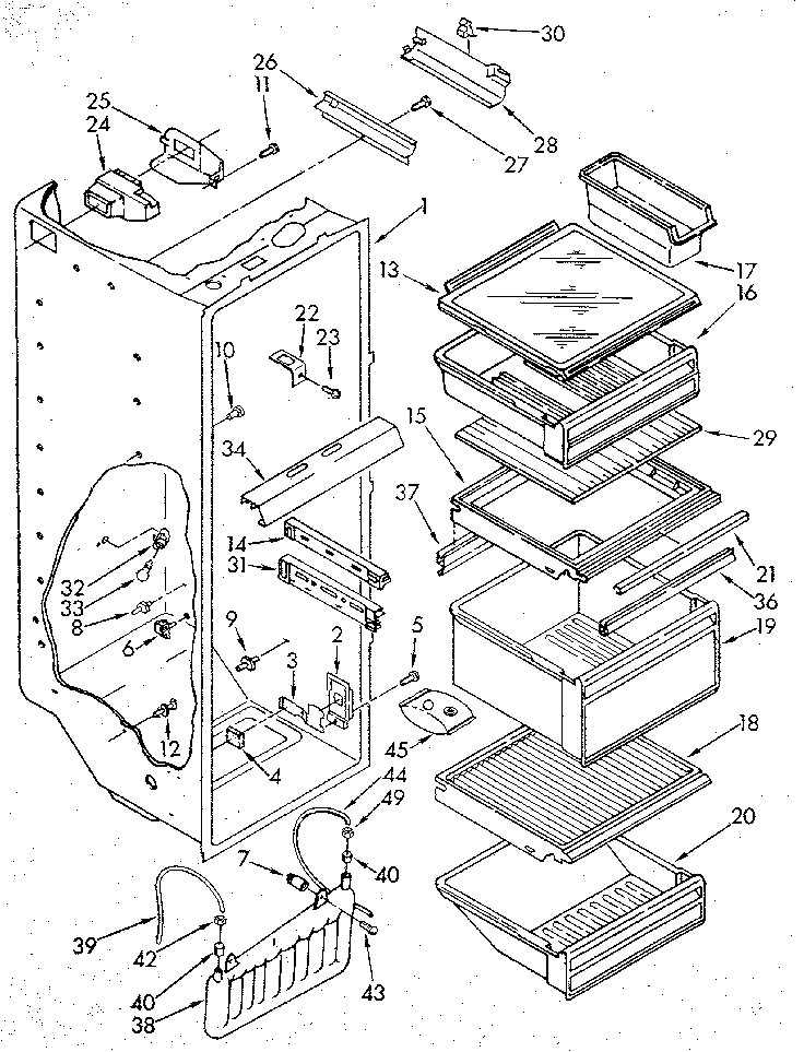 Kenmore 1069507612 refrigerator liner diagram