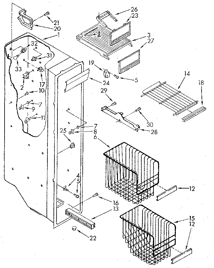 Kenmore 1069507612 freezer liner diagram