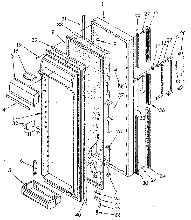 Kenmore 1069507612 refrigerator door diagram