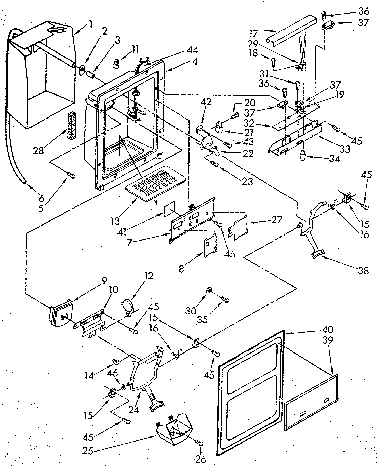 Kenmore 1069507612 dispenser front diagram