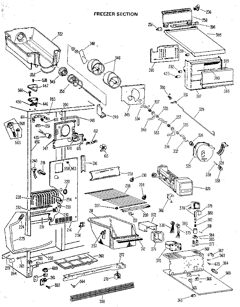 GE TFX22PLB freezer section diagram