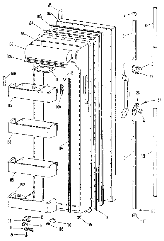 Kenmore 3639507715 fresh food door diagram
