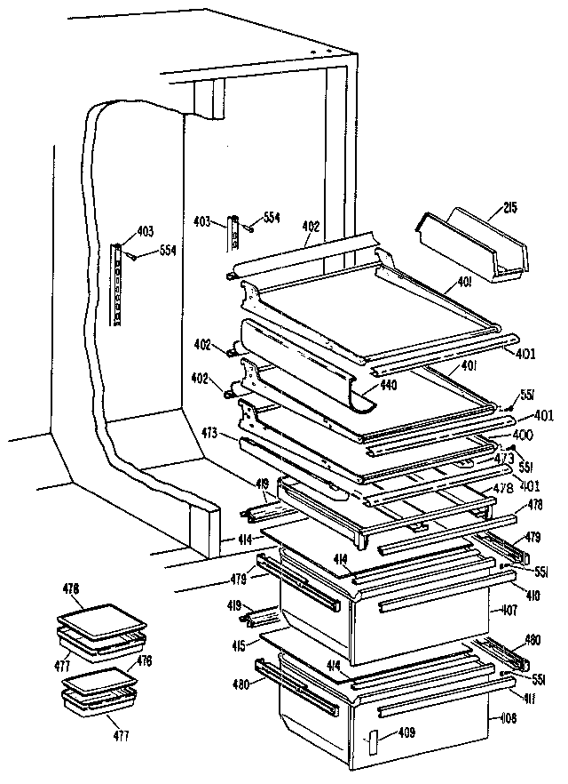 Kenmore 3639507715 fresh food section diagram