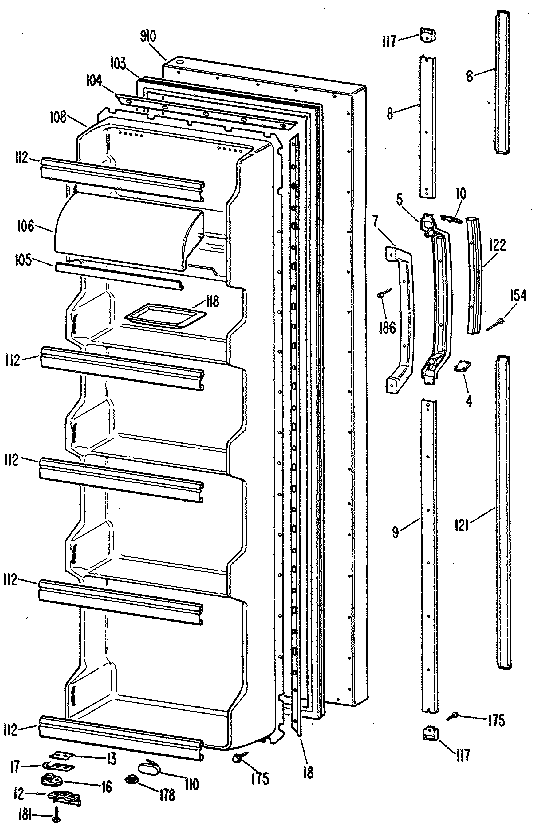 Kenmore 3639452584 fresh food door diagram