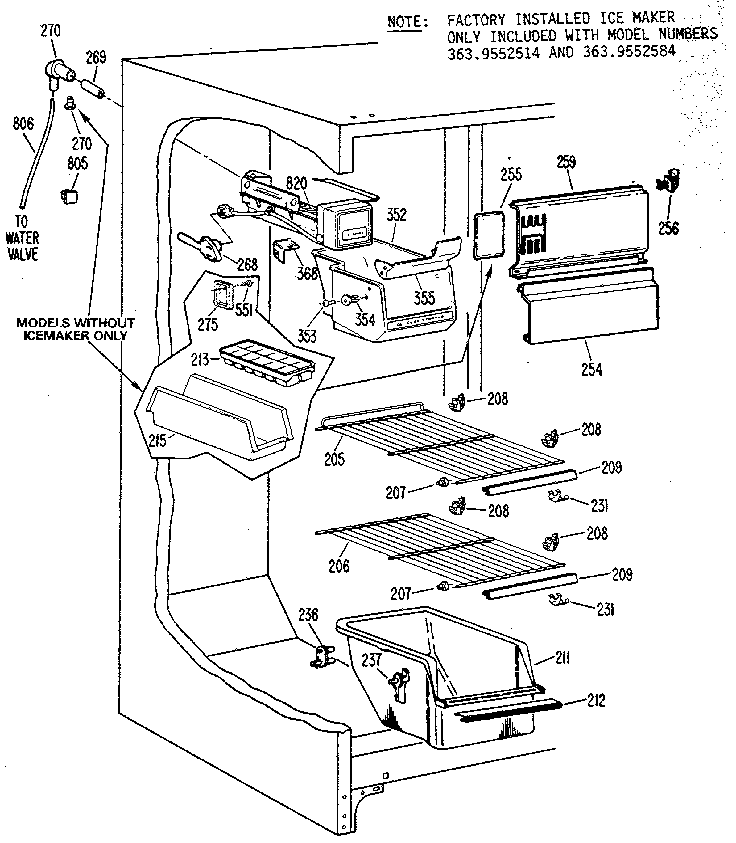 Kenmore 3639452584 freezer section diagram