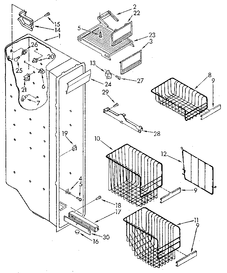Whirlpool ED25DQXVN05 freezer liner diagram