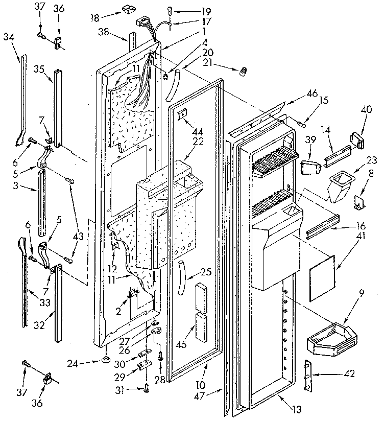 Whirlpool ED25DQXVN05 freezer door diagram