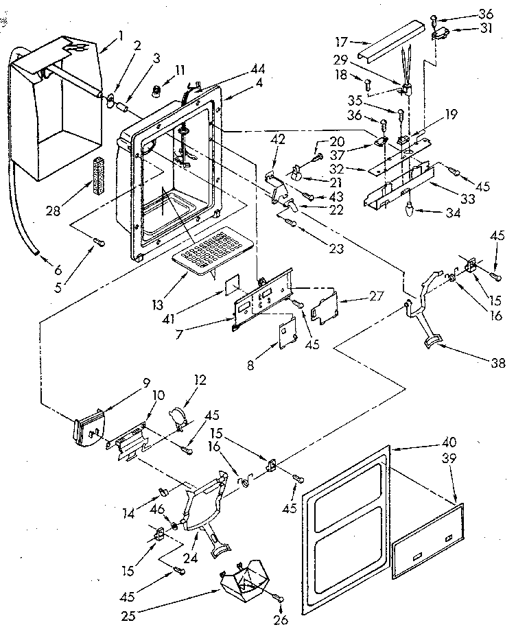 Whirlpool ED25DQXVN05 dispenser front diagram