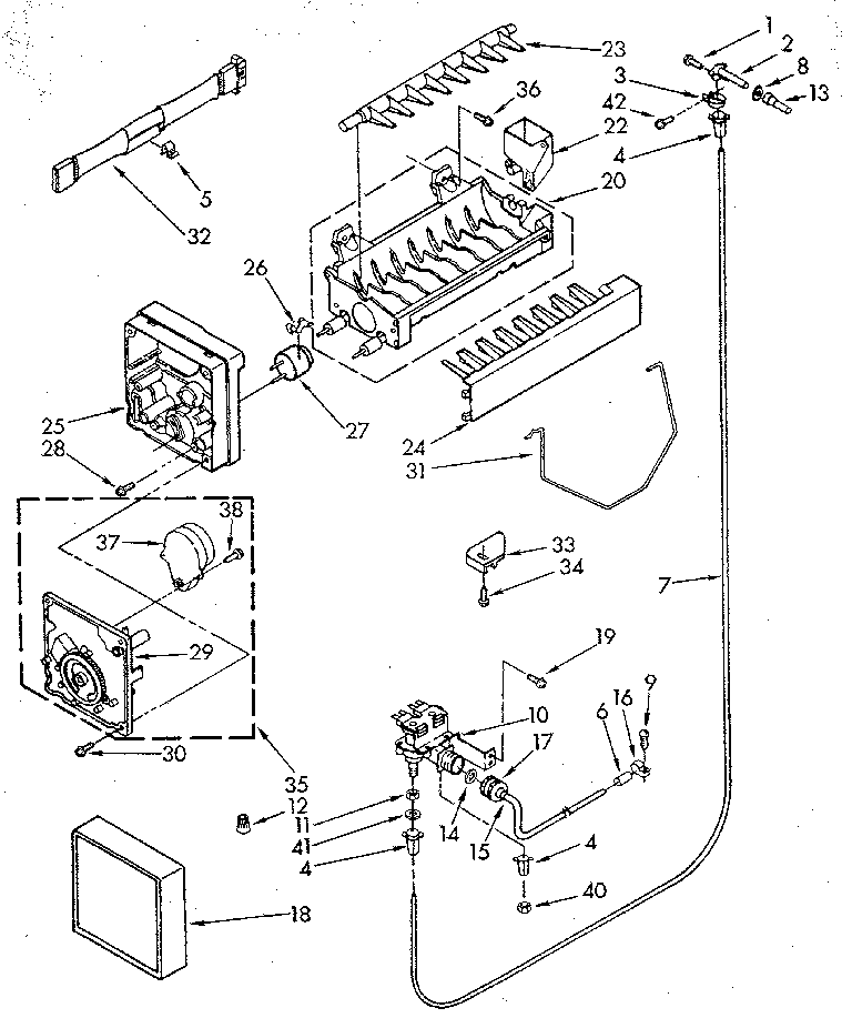 Whirlpool ED25DQXVN05 icemaker diagram